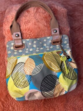 Fossil Multicolor Circle-Print Canvas Shoulder Bag